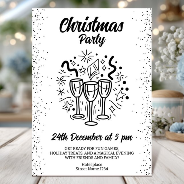 Jul Party med champagneglasögon Inbjudningar (Skapare uppladdad)