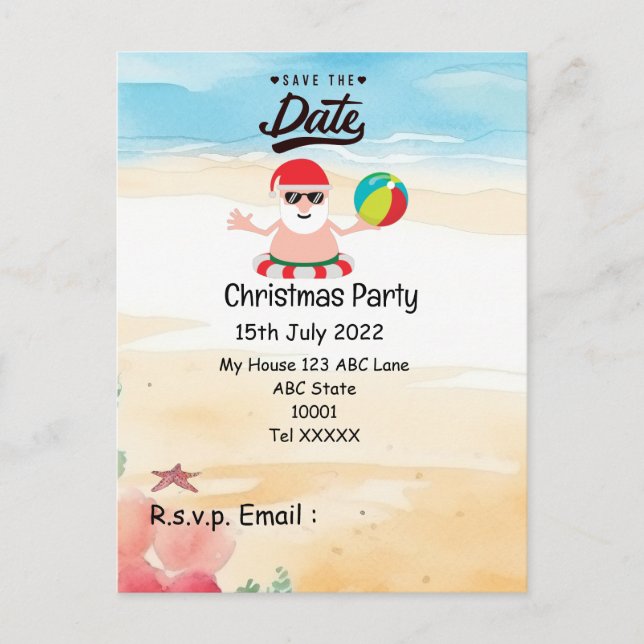 Jul party med JULTOMTEN Spara datumet Vykort (Framsida)