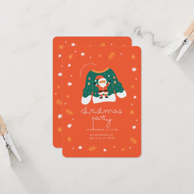 Jul Party med jultomtinbjudan Inbjudningar (Fram/Back In Situ)