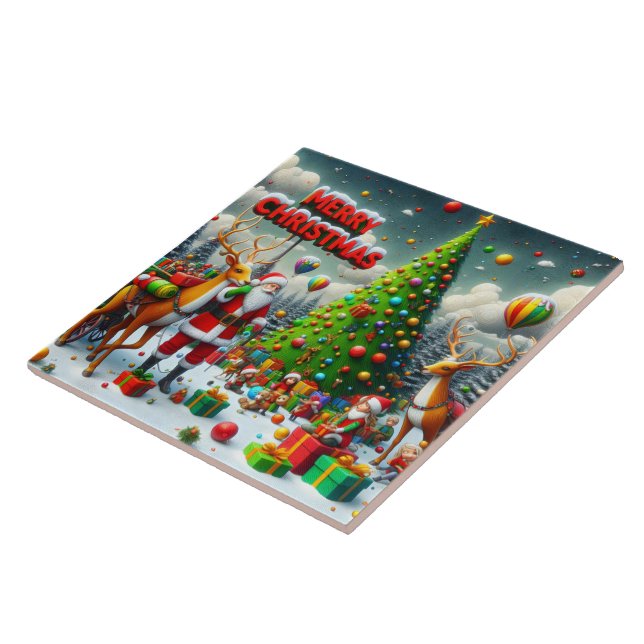 Jul party med Santa och renar Kakelplatta (Sidan)