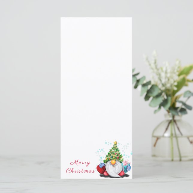 Jul Party Menu Gnome med Gift Meny (Stående Fram)