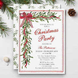 Jul Party Mistletoe Bow Modern Julfest Inbjudningar