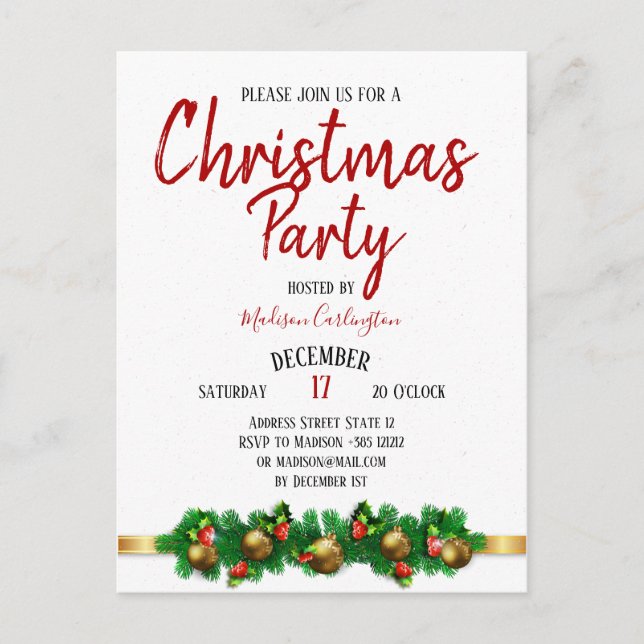 Jul party Mistletoe Klockor Decorative Vykort (Framsida)