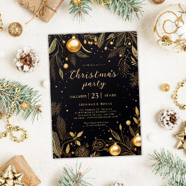 Jul Party Modern Elegant Guld Helgdag Inbjudningar