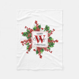 Jul Party Monogram Red & Grönt Festive Fleecefilt