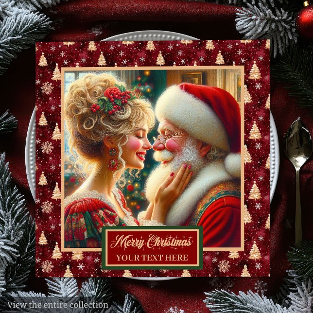 Jul Party Napkins Red Guld Grönt Jultomten Pappersservett (Christmas Party Napkins Red Gold Green Santa Claus)