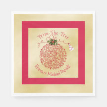 Jul Party Napkins Roligt Red och Guld