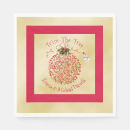 Jul Party Napkins Roligt Red och Guld Pappersservett