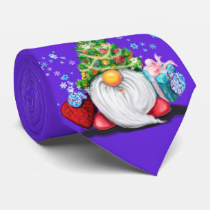 Jul Party Neck Tie Lycklig Gnome med Gift Slips