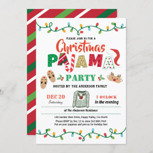 Jul party pajama julfest vuxen inbjudningar