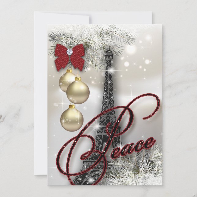 Jul Party Pariskort Eiffel Torn Stars Peac Inbjudningar (Framsida)