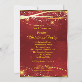 Jul party Red Guld Inbjudningar