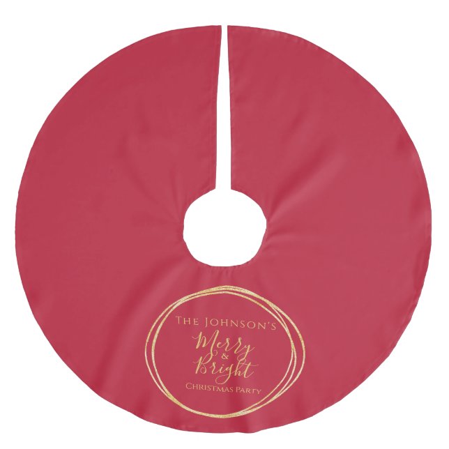 Jul Party Red Guld Julgransmatta Borstad Polyester (Framsidan)