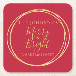 Jul Party Red Guld Underlägg Papper Kvadrat