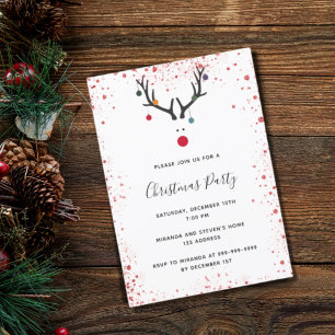 Jul party renar röd vit roligt inbjudan