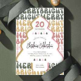 Jul Party Retro Groovy Colorful Roligt Festive Inbjudningar