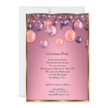 Jul party rosa Baubles-inbjudan