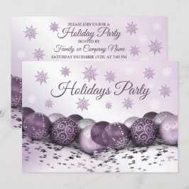 Jul Party Rosa Lila Ornament Snöflingor Inbjudningar