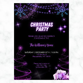 Jul Party Sparkling Träd | Snöflingor Stars Inbjudningar