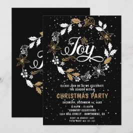 Jul-Party svartvitt och guld Joy-inbjudan Inbjudningar