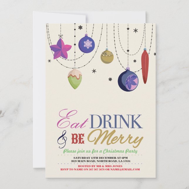 Jul Party Träd God jul Festive Inbjudan (Framsida)