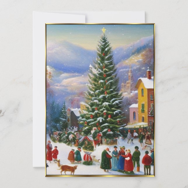 Jul party träd sjunger inbjudningar (Framsida)