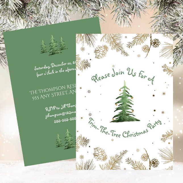 Jul Party, Trim-the-Träd, Inbjudningar (Christmas Party Trim-The-Tree Invitation)