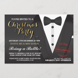 Jul Party Tuxedo Bow Tie Boll Dinner Inbjudan