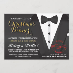 Jul Party Tuxedo Bow Tie Boll Dinner Inbjudan
