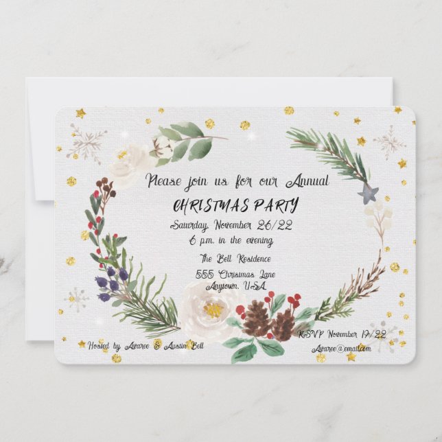 Jul Party Watercolor Meddelande (Framsida)