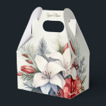 Jul Party White Red Flowers Helgdagar Elegant Presentaskar<br><div class="desc">Julens Party White Red Flowers Helgdagar Elegant Favor Boxes. Unik,  vacker utformning av snyggten. Lätt att vara personlig. Teckensnittet stil,  storlekt och färg kan ändras. Matchande objekt är tillgängliga.</div>