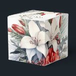 Jul Party White Red Flowers Helgdagar Elegant Presentaskar<br><div class="desc">Julens Party White Red Flowers Helgdagar Elegant Favor Boxes. Unik,  vacker utformning av snyggten. Lätt att vara personlig. Teckensnittet stil,  storlekt och färg kan ändras. Matchande objekt är tillgängliga.</div>