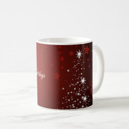 Jul Party White Stars Träd Red Snöflingor Kaffemugg