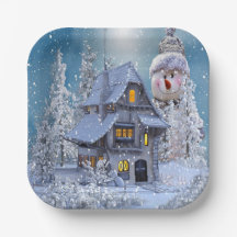 Jul Party Winter White Snögubbe Blue Rustic