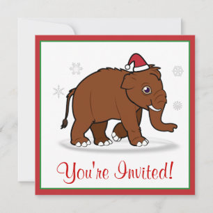 Jul-Party-Wooly Mammoth i Santa Hat Inbjudningar