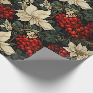 Jul/Påsk- Poinsettia Röda Bär Grönt Presentpapper