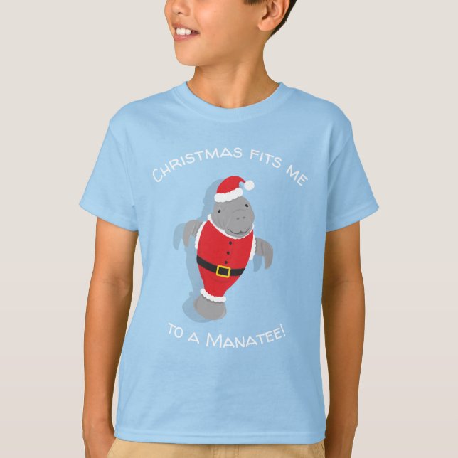 Jul passar mig till en Manatee Funny Novelty T Shirt (Framsida)