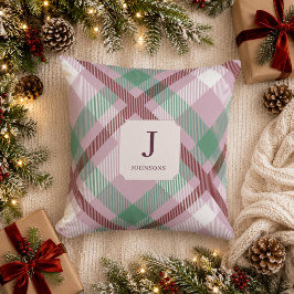 Jul Pastell Rutig Monogram Kudde
