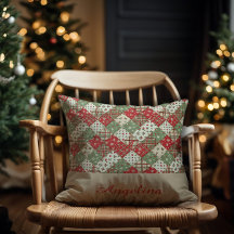 Jul patchwork namn Grön Röd beige