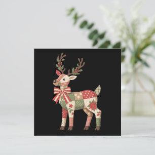 Jul Patchwork Rensdyr Broderi Djur Julkort