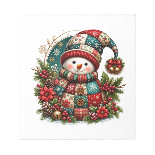 Jul Patchwork Snöman Anteckningsblock (Framsida)
