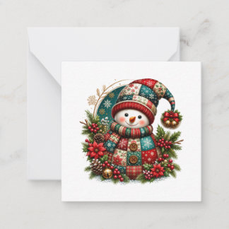 Jul Patchwork Snöman Anteckningskort