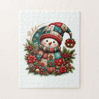 Jul Patchwork Snöman Pussel