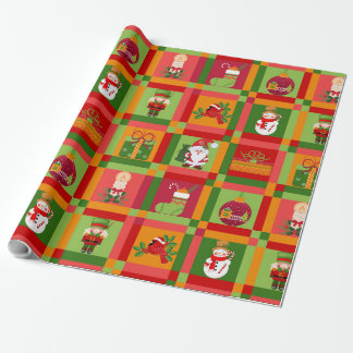 Jul Patchwork Tomte nötknäppare Inpackningspapper Presentpapper