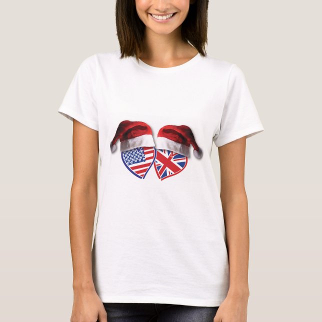 Jul Patriotic UK USA Hearts Tee (Framsida)