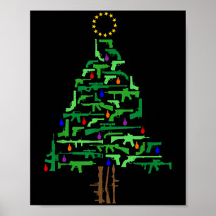 Jul Patriotisk 2:a tillägget pistol julgran Poster