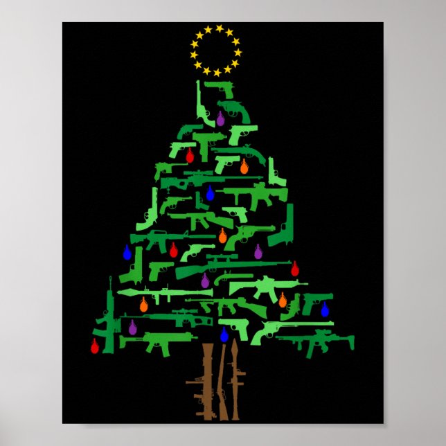 Jul Patriotisk 2:a tillägget pistol julgran  Poster (Framsidan)