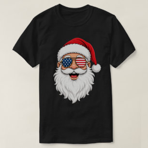 Jul Patriotisk Tomte Med Flagga Aviator Solglasögo T Shirt