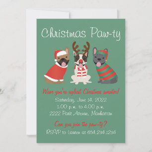 Jul Pawty Fransk Bulldog Inbjudningar
