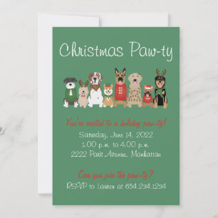 Jul Pawty Hund Helgdag Red Grönt Inbjudningar